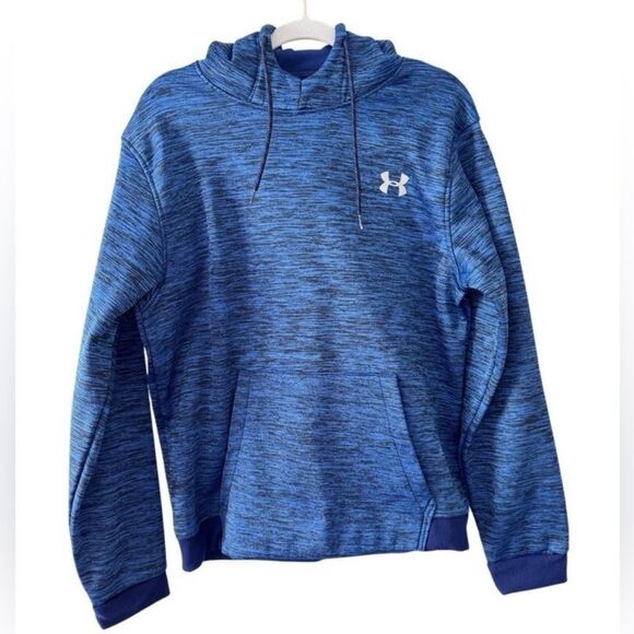 Under Armour Fleece Twist Hoodie Blue Size Large ColdGear Front Pocket - Picture 1 of 10